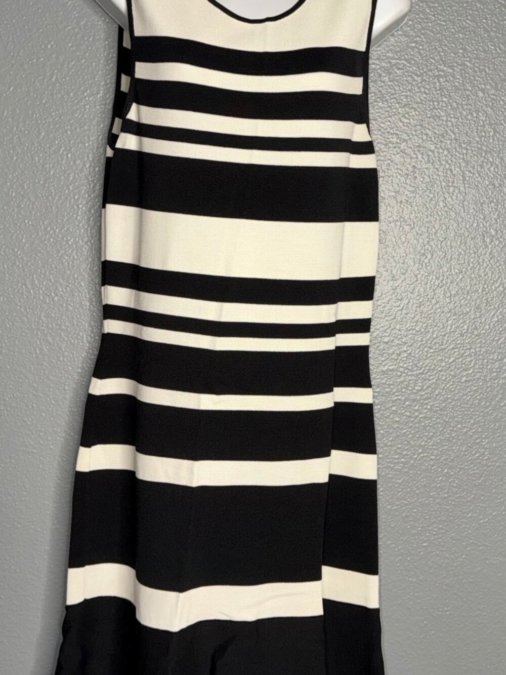 White House Black Market Striped Knit Maxi Dress Black White L